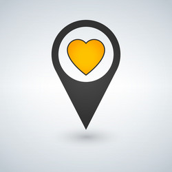 Pointer pin with yellow heart web design element vector