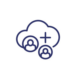 Collect user data in a cloud line icon vector