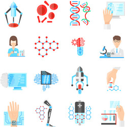 Nanotechnology flat icons set vector