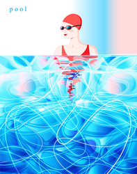 Color diving swimmer competition in pool vector