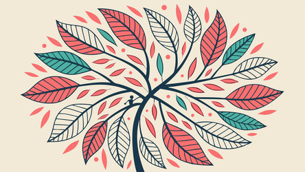dynamic swirling leaf pattern element design vector image