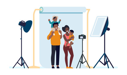 happy african american people doing photo shoot vector