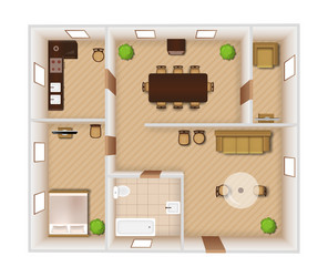 Interior elements top view position Royalty Free Vector