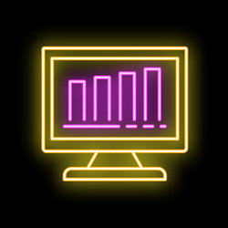 neon sign showing computer screen displaying vector image