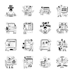 bundle of glyph style errors and emptiness vector image