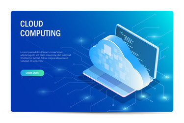 Cloud Computing Isometric Laptop Vector Image