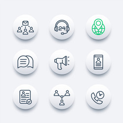 Communication media and social line icons vector