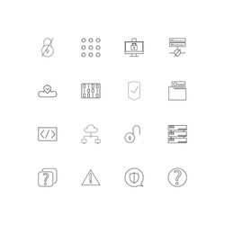 Cyber security simple linear icons set outlined vector