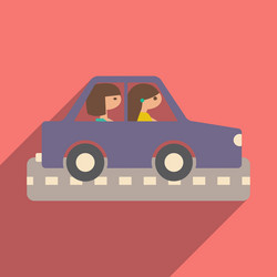 flat with shadow icon and mobile application girl vector image