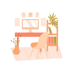 A desk chair shelving houseplant vector