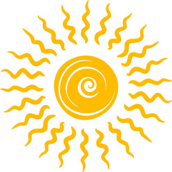 Drawn yellow sun cute bright shiny icon vector