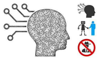 neural interface polygonal web mesh vector image