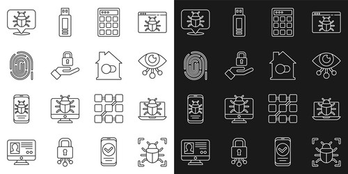 set line system bug on monitor eye scan password vector image