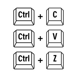 Ctrl c v and z computer keyboard vector