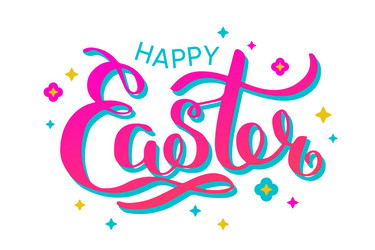 Happy easter colorful lettering card festive hand vector