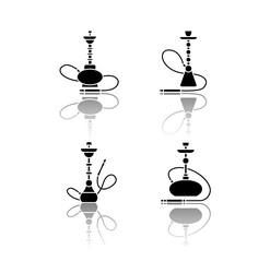 Hookah drop shadow black glyph icons set vector