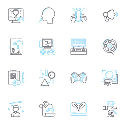 multimedia industry linear icons set animation vector