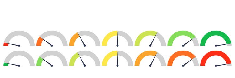 set of speedometer speed dial indicator green vector image