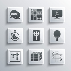 set rubik cube tic tac toe game racket mahjong vector image