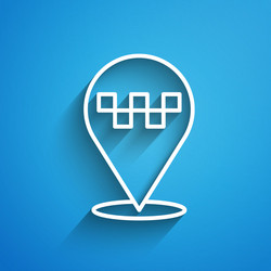 white line map pointer with taxi icon isolated vector image