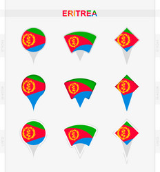 eritrea flag set of location pin icons vector image