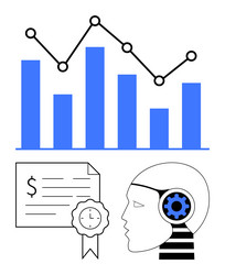 growth bar chart and data analysis indicators vector image