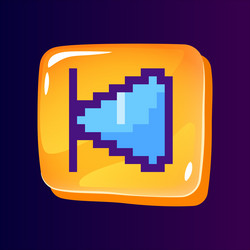 backward rewind glossy ui button with pixelated vector image