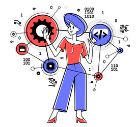 computer engineer in work outline programmer vector image