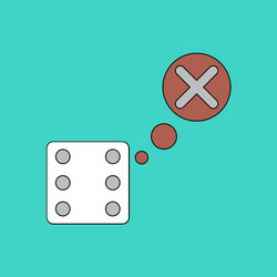 Flat icon design collection dice and x mark vector