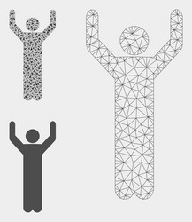 Hands up pose mesh wire frame model vector