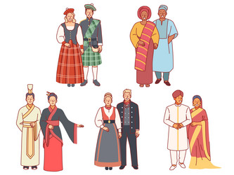 People in national clothes australia and oceania Vector Image