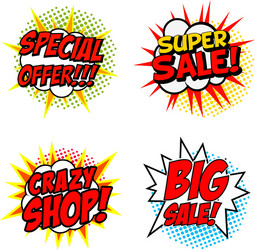 set of special offer super sale crazy shop big vector