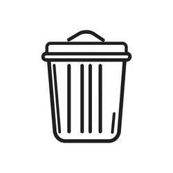 simple trash can icon with lid and vertical lines vector image