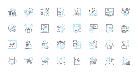 Fiscal responsibility linear icons set budgeting vector