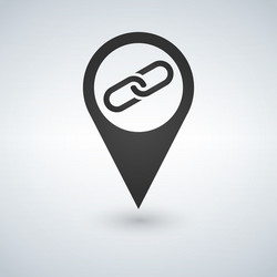 map pointer with link icon vector