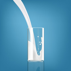 Realistic cold milk splash in transparent glass vector