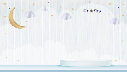 for baby boy shower card on wood background vector