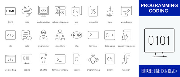 programming and coding line icon vector image