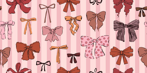 seamless pattern with hand drawn bows ribbons vector image