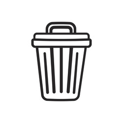 simple trash can outline icon with handle vector image