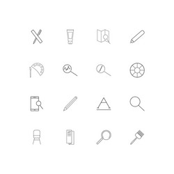 Creative process and design linear thin icons set vector