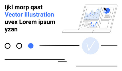 data analytics on laptop screen with various vector image