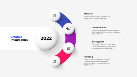 flow chart diagram with 4 circle elements around vector image