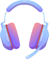 Dark computer gaming headset with microphone Vector Image