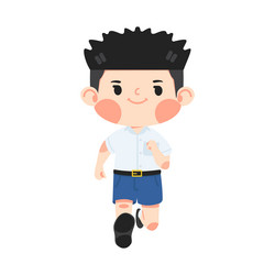 kid boy student running children cartoon vector