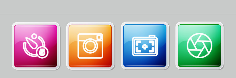 Set line camera timer photo and shutter vector