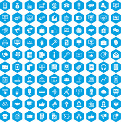 100 help desk icons set blue vector