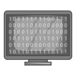 binary code on monitor icon gray monochrome style vector image