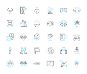data computing linear icons set analytics vector image