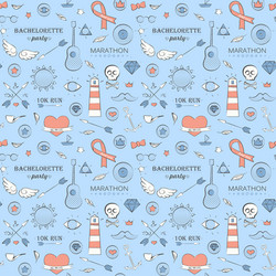 Doodle seamless hipster pattern over light blue vector